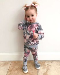 Autumn Style Baby Girl Clothing Sets - Newborn Clothes Leisure Flower Printing Suitbaby Girl Clothes Sets