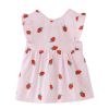 Baby Girl Sleeveless Princess Smock - Pink Strawberry Eating Inner Waterproof Kids Bibs Painting Apron