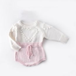 Baby Infant Handmade Love Sweater - Knitted Wool Long Sleeve Bodysuit