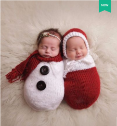 Children's Photography Clothing - Baby Bathrobe, Knitted Woolen yarn, Cartoon Snowman Sleeping Bag