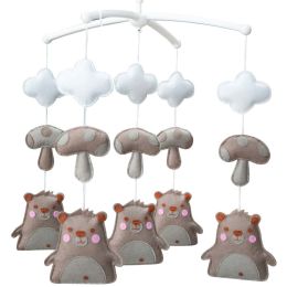 Handmade Baby Boy Crib Mobile - Non-Woven Musical Mobile Crib Toy Nursery Room Decor, Brown Bears and Mushroom