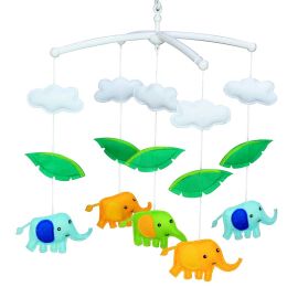 Handmade Elephants Baby Crib Mobile - Non-Woven Musical Mobile Crib Toy Nursery Room Decor