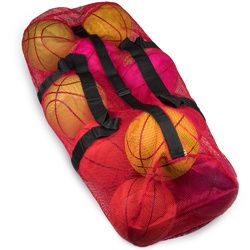 Mesh Sports Ball Bag - 39" with Strap, Red