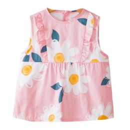 Pink White Flower Baby Smock - Inner Waterproof Apron Eating Smock Girl's Princess Smock Sleeveless Bib