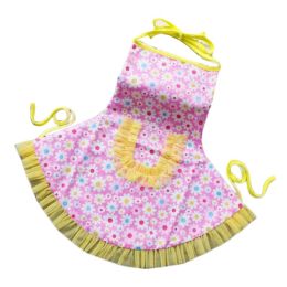 Sleeveless Baby Eating Smock - Apron Inner Waterproof Kids Bib Baby Painting Shirt,Yellow Pink Sunflowers 1-4T