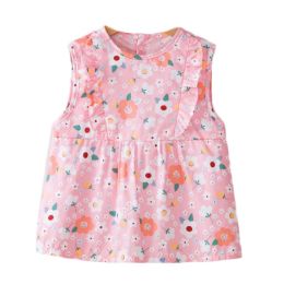 Pink Flora Baby Smock - Inner Waterproof Apron Eating Smock Girl's Princess Smock Sleeveless Bib