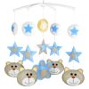 Handmade Room Crib Decor - Cute Grey Bears Stars Baby Crib Mobile Non-Woven Musical Mobile Crib Toy Nursery