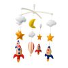 Handmade Non-Woven Baby Crib Mobile - Outer Space Rocket Musical Mobile Crib Toy Nursery Room Decor, Red Blue