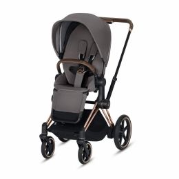 CYBEX ePriam 3-in-1 Baby Stroller - Travel System Frame in Rose Gold with Brown Details Baby Stroller Manhattan Grey