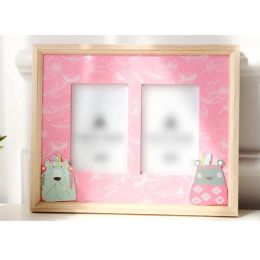 Baby Pink Picture Frames - Wood 2 Window 4x6 Picture Frame