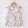 White Pink Cherry Baby Smock - Inner Waterproof Apron Eating Smock Girl's Princess Smock Sleeveless Bib