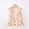 Beige Flora Baby Smock - Inner Waterproof Apron Eating Smock Girl's Princess Smock Sleeveless Bib