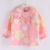 Pink/Yellow Flower Baby Eating Smock - Inner Waterproof Kids Bibs Long Sleeve Princess Apron