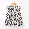 White Black Daisy Baby Smock - Inner Waterproof Apron Eating Smock Girl's Princess Smock Sleeveless Bib