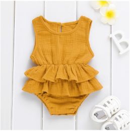 Baby Striped Sleeveless Girl Pettiskirt - 100% Cotton Clothing (Option: Ginger yellow-70cm)